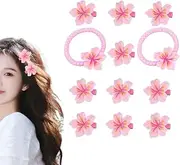 Fairy Hair Accessories for Women Girls Flower Hair Tie and Clip Set Decorative Scrunchies for Thin Thick Hair Band Elastic Small Ponytail Holders No Damage Braid Barrette Daily Festival Party Hairclip