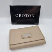 Oroton Kiera Fawn Tan Genuine Leather High Fold Wallet Purse BNIB Designer