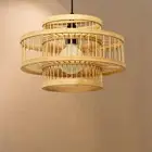 Woven Bamboo Lamp Shade Pendant Light Cover Retro Style Hanging for Kitchen