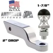 Andersen 2" Alumistinger Hitch Receiver Ball Mount Drop w/ 1-7/8" Hard Tow Ball