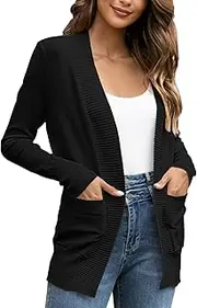 [Generic] Women's Cardigans with Pockets, Womens Fleece Jackets Full Zip Short Trench Coat Winter Ladies Coats and Jackets Medium Slim Cardigans Plus Size Ladies Jacket Size 10