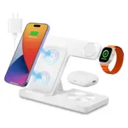Wireless Charger, 3 in 1 Charging Station for Multiple Devices, Wireless white