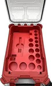 Packout Insert Compatible with Milwaukee M18 1/2" Mid-Torque Impact Wrench – Compatible with SAE Sockets & Milwaukee Packout Storage (PETG) (Red)