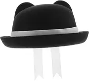 [BESPORTBLE] Unique Cat Ear Wool Beret Bow Beret Hat Style for School or Western Costumes Black
