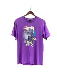 在飛比找Yahoo!奇摩拍賣優惠-（現貨）Vintage tee Stussy 10S 紫雄獅