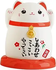 Eigell Toothpick Box Toothpick Dispenser Box Holder China Lucky Cat Multifunctional Ornament Cotton Swab Storage Case for Farmhouse, White