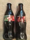 Coca-Cola 1995 1996 Christmas Full Glass Coke Bottles Holiday Santa