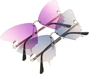 [FRCOLOR] 2Pcs Vintage Butterfly Sunglasses for Adults Fun Party Eyeglasses Gradient Color Fashion Sunglasses Durable Protection Chic Accessories for Summer Events