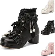 [ZJWBB] Kawaii Shoes For Women,Goth Platform Boots Chunky High Heels Ankle Boots Cute Sweet Cosplay Shoes