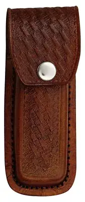 Folding Knife Belt Sheath - Embossed Leather for 5 1/4"(13.33CM) Knives/LthMan.