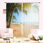 Seaside Coconut Coast 3D Blockout Photo Print Curtain Fabric Curtains Window