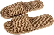 [ANDRESLAD] Bamboo Straw Slippers for Summer Lightweight Open Toe House Sandals with Slip Sole for Women and Men Comfortable and Relaxing Slides for Bath and Spa Use