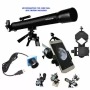 HD REFRACTOR TELESCOPE 75X-150X + ADAPTER FOR APPLE SAMSUNG + CAMERA FOR COMP
