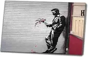 Banksy(Man-7) Wall Art Painting on Canvas Wall Decorations for Living Room Stretched and Framed Canvas Print Bedroom Wall Pictures Ready to Hang(70x100cm_28x39in,Framed)