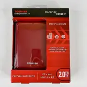 Toshiba Canvio 2tb Portable Hard Drive Red Brand New Sealed In Box Tracked Post