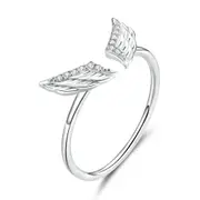 Silver plating Flying Wings Open Finger Rings for Women Adjustable Free Size Design Jewelry