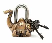 Lock Functional Antique Collectible Brass Finish Camel Padlock Lock with Keys