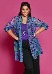 [TS] Taking Shape Spectrum Mesh Cardigan Size 10 in Print - Plus Size Women's Clothing Print