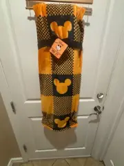 Disney Mickey Mouse Checkered Orange & Black Halloween Plush Throw w/Tags 60x70