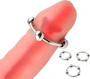 Stainless Steel Cock Ring Metal Penis Ring for Men Male Delay Cock Rings Stainless Steel Penis Ring with 4 Steel Beads Glans Stimulator for Men Sex Toys（3 Sizes）