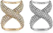 [SYBL] 2PCS Rhinestone Inlayed Scarves Buckle Simple Fashion Scarf Clip Scarf Ring Wrap Clamp Silk Scarf Clasp Holder for Clothing Neckerchief Shawl (Golden + Silver), Gold+silver