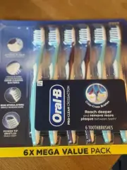 ORAL-B PRO CLEAN CROSS ACTION 6 PACK TOOTHBRUSHES HARD TO REACH CRISS CROSS
