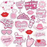 Bachelorette Photo Booth Props - 24 Pieces, pre-Assembled - Rose Gold Future Mrs Party Decorations, Bride to Be, Bridal Shower