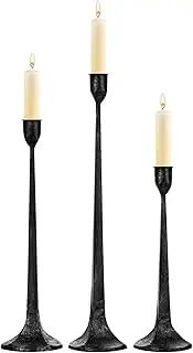 Iron Taper Candle Holder Set of 3 - Decorative Tall Candle Stand, Candlestick Holder for Wedding, Dining Table, Party Decoration