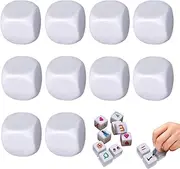 Furtryvl Blank Dice | 10X Rounded Acrylic White Dice Cubes | Dry Erase Blocks Blank Dice for Game Classroom Teaching Math Counting School Supplies