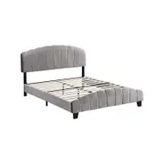 IHOMDEC Double Size Shell-Style Bed Frame Base Mattress Platform BEF04 Grey