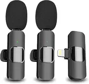 2 in 1/3 in 1 Wireless Lavalier Microphone for iPhone iPad, Plug-Play Wireless Mic for Recording, Live Stream, YouTube, TikTok, Facebook, Noise Reduction Auto-Sync for iOS/Android (iOS)