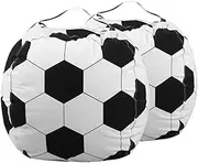 DECORNIJIA 2pcs Soccer Toy Storage Bag Large Capacity Canvas Cover for Stuffed Animals Toys Cute Soccer Design for Household Boy Girl Rooms Soft Comfortable Storage