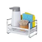 Catzon Kitchen Sink Sponge Draining Rack 304 Stainless Steel Storage Holder-Silver