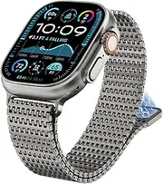WINGLE Compatible for Apple Watch Band Ultra 2 Band Ultra Band 49mm 46mm 45mm 44mm 42mm for Men Series 10 9 8 7 SE 6 5 4 3, Magnetic Milanese Mesh Loop Metal Stainless Steel iWatch Bands Strap Women
