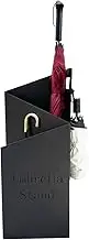 Black Umbrella Rack Stand Metal,Cane Stand Rack,Walking Stick Holder, Umbrella Stand Indoor, Square Umbrella Stand Holder With a Removable Drip Tray and 2 Hooks,Double Layer