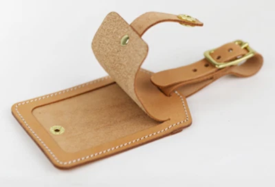 cow Leather travel luggage baggage ID name card tag case holder bag yellow 835