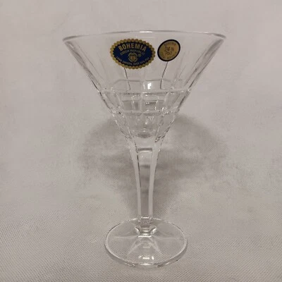 Bohemia 24% Leaded Cut Crystal Martini Glass New With Tags Czech Republic