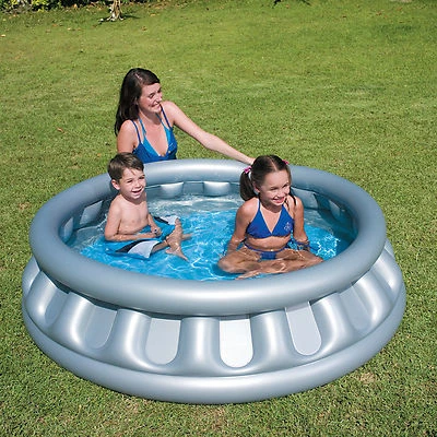 Kids Swimming Garden Summer Inflatable Spaceship Paddling Pool New Grey.