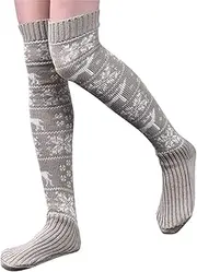 [Generic] Lingerie Set for Women with Stockings Women Christmas Autumn And Winter Knitted Cotton Socks Christmas Knitted Over Knee Woolen Stockings Fishnet Design Stockings