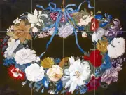 A GARLAND OF FLOWERS Tile Mural Kitchen Bathroom Wall Backsplash Art 24x18