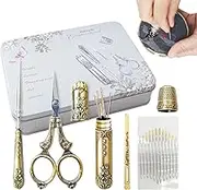 Fulenyi Vintage Scissors for Crafts, 6-Piece Portable Small Vintage Embroidery Scissors, Reusable European Antique Vintage Sewing Kit, Stainless Steel Sewing Tool Set for Embroidery