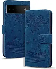[YBFJCE] Wallet Case for Google Pixel 6a,Magnetic Folio PU Leather Case Wallet Flip Cover with Card Holder,Protective Phone Cover for Google Pixel 6a,Royal Blue