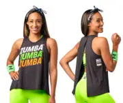 Zumba Tie Back Tank Top ~ Open Back - Black ~ XS S L ~ New!