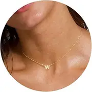Funsanny Initial Necklaces for Women 14k Gold Plated Necklace Dainty Pendant Necklaces for Women Letter Necklaces for Girls Simple Gold Jewelry Cubic Zirconia Necklace A-Z Personalized Gift Trendy Jewelry