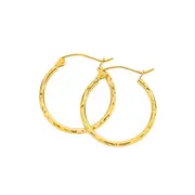 9ct Gold 1.5x15mm Diamond-cut Hoop Earrings