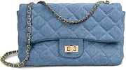 [Chloe soo] Women Denim Shoulder Bags Quilted Crossbody Bag Soft Hobo Underarm Purse Tote Handbag Retro Classic Purse 28