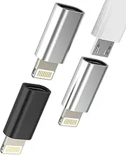 Micro USB Female to Lightning Male Adapter(3 Pack)Android Charging Cable for iPhone14 13 pro max Converter for Apple MFI Certified Data Cord Connector Power Block Adaptor for iPad Portable Accessories