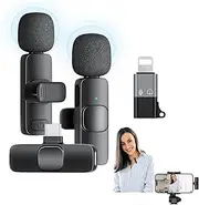 Aoiutrn Wireless Lavalier Microphone for iPhone and USB C, 2 in 1 Mini Clip-on Wireless Lapel Mics Compatible with iPhone,iPad, Android for Video Recording,YouTube, Interview, TikTok, Vlog