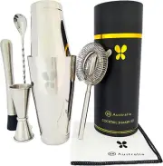 BB Australia - Boston Cocktail Shaker Set Bartender Kit for Your Home Bar. Mix M