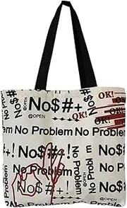 AIMALL Canvas Shoulder Bag for Women, 14.5in-15.7in Fashion Student Shopping Tote Handbag, Lightweight Casual All-in-One Design with Adjustable Straps